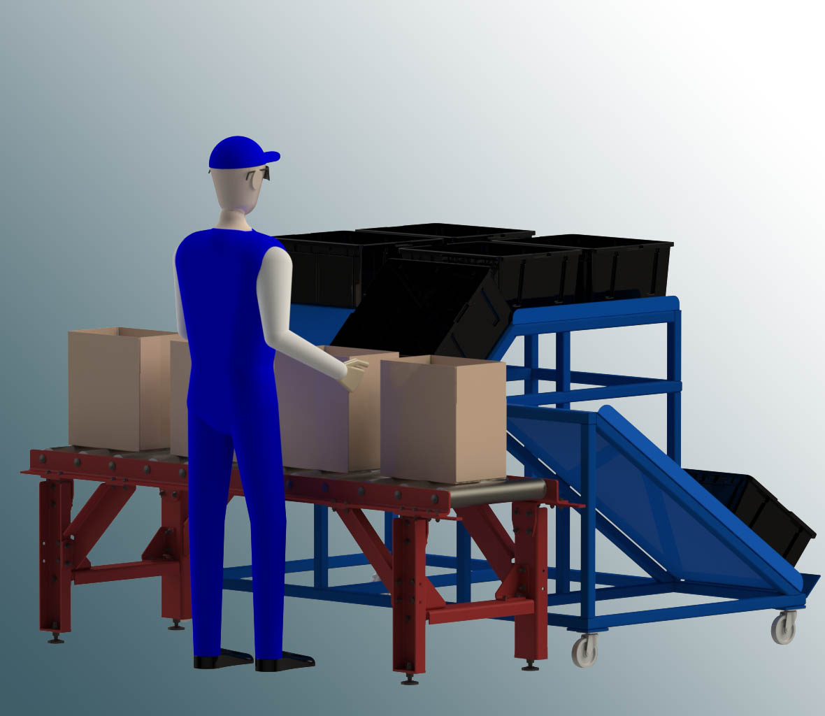 箱子输送物流线3D数模图纸 x_t格式